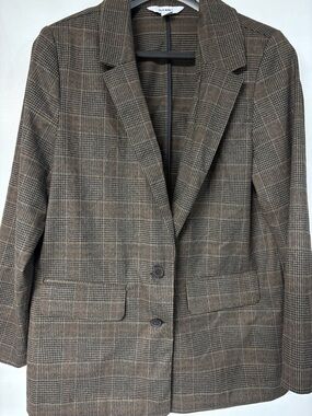 Old Navy Brown Plaid Glen-Check Blazer Jacket